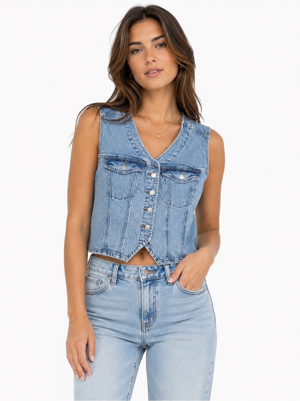 Universal Thread Sleeveless Cotton Denim Blue Jean Vest L